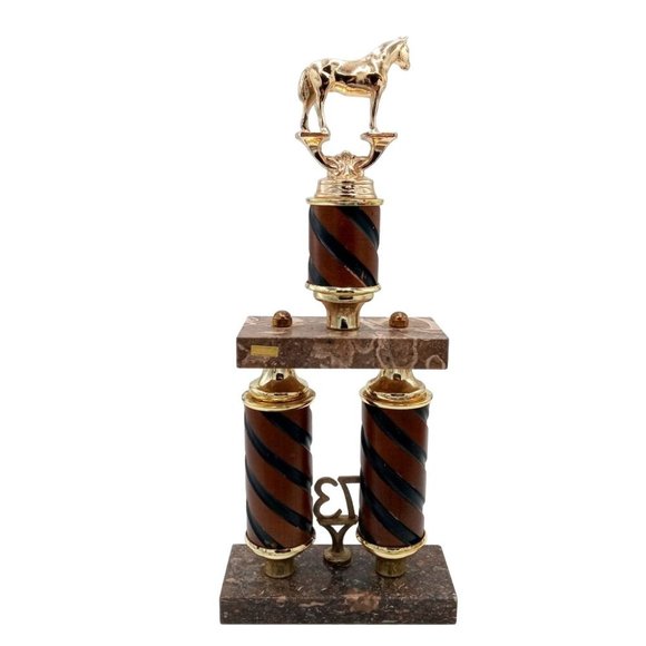 1973 Horse Show Trophy Rose Hill Kansas Vintage Collectible Statue Horseshoe - Picture 2 of 16